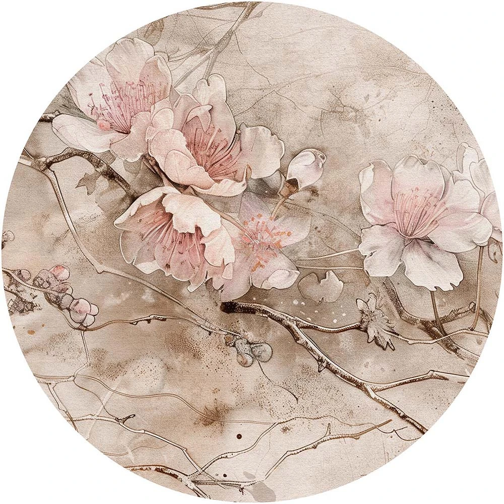 Papier peint Wall Art Sakura Cercle beige