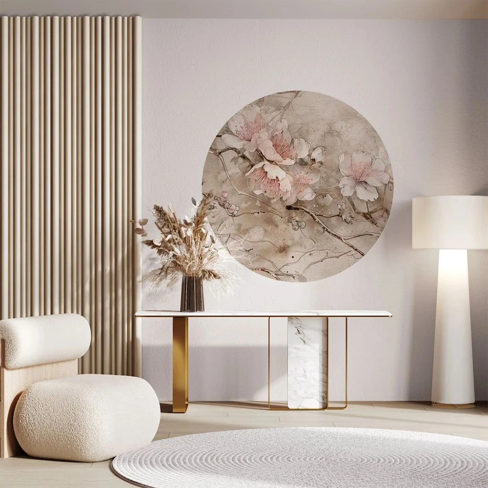 Papier peint Wall Art Sakura Cercle beige (2)