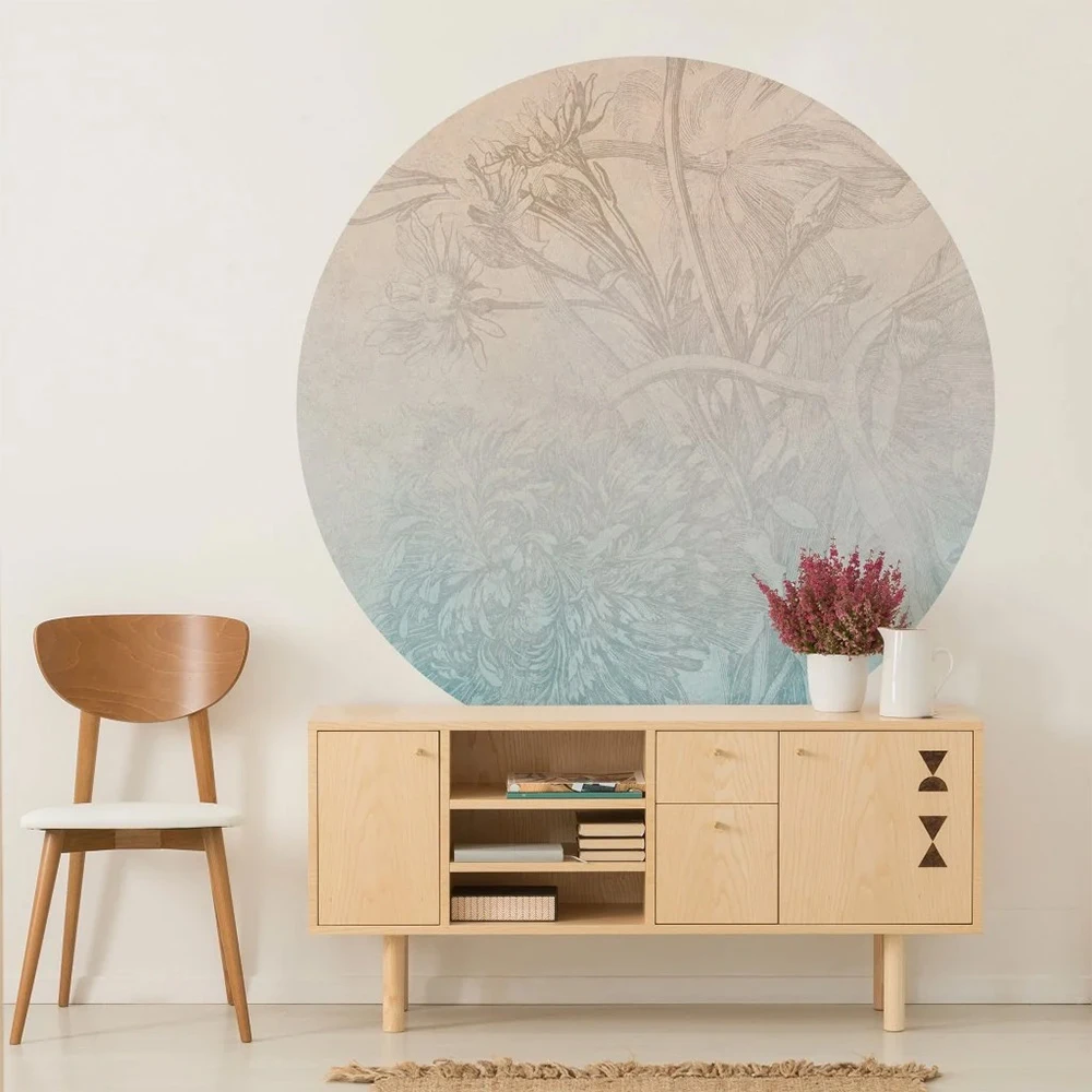 Papier peint Wall Art Sisal Ombre Cercle de fleurs (2)
