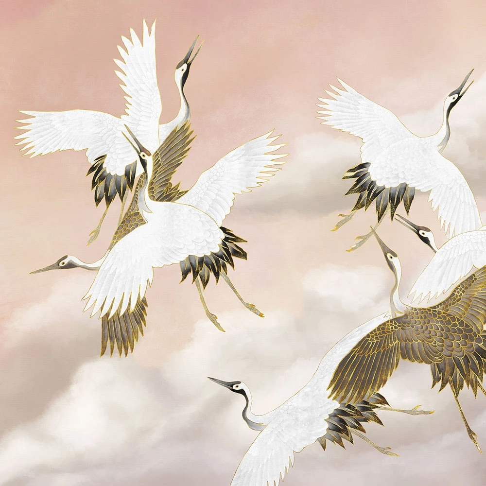 Papier peint Wall Art Taupe Tsuru