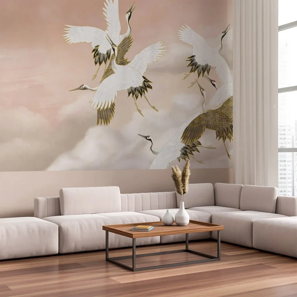Papier peint Wall Art Taupe Tsuru (2)