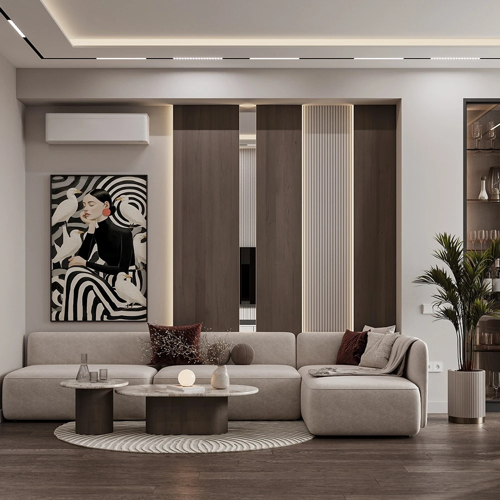 Modern Open Plan Interior Living 3D Scene