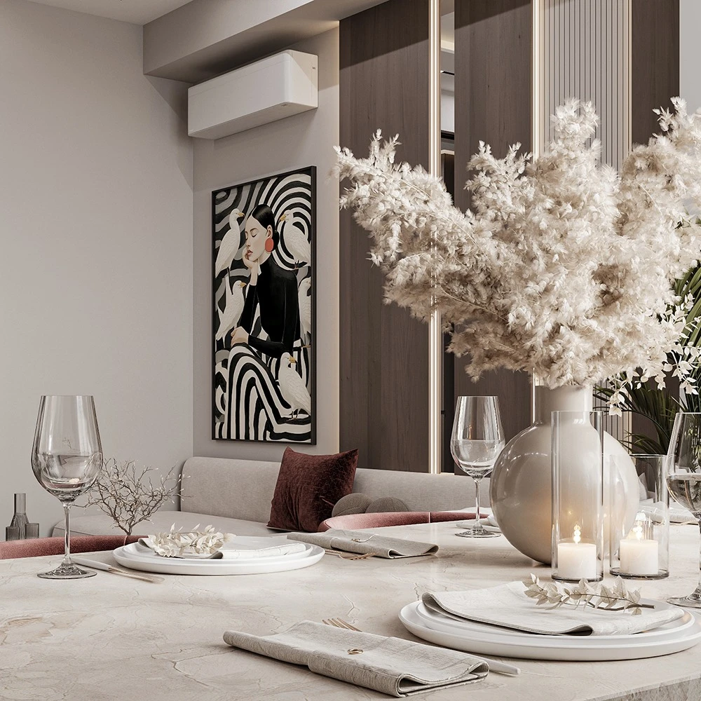 Modern Open Plan Interior Living 3D Scene (10)