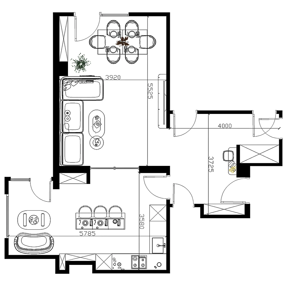 Modern Open Plan Interior Living 3D Scene (19)