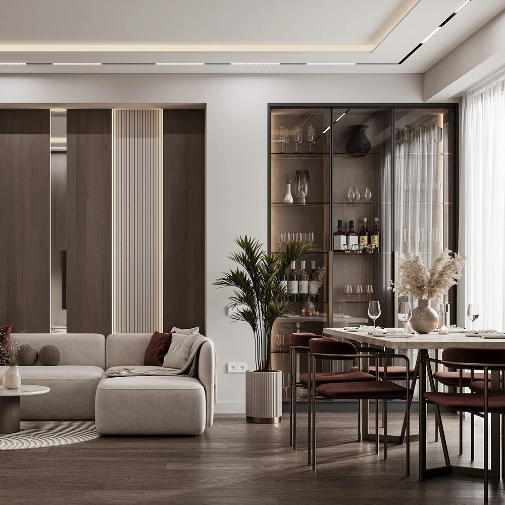 Modern Open Plan Interior Living 3D Scene (7)