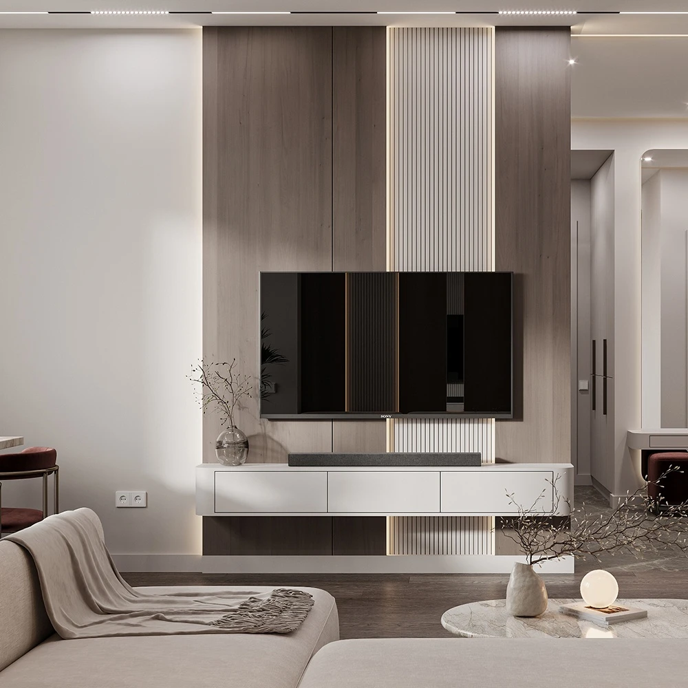 Modern Open Plan Interior Living 3D Scene (8)