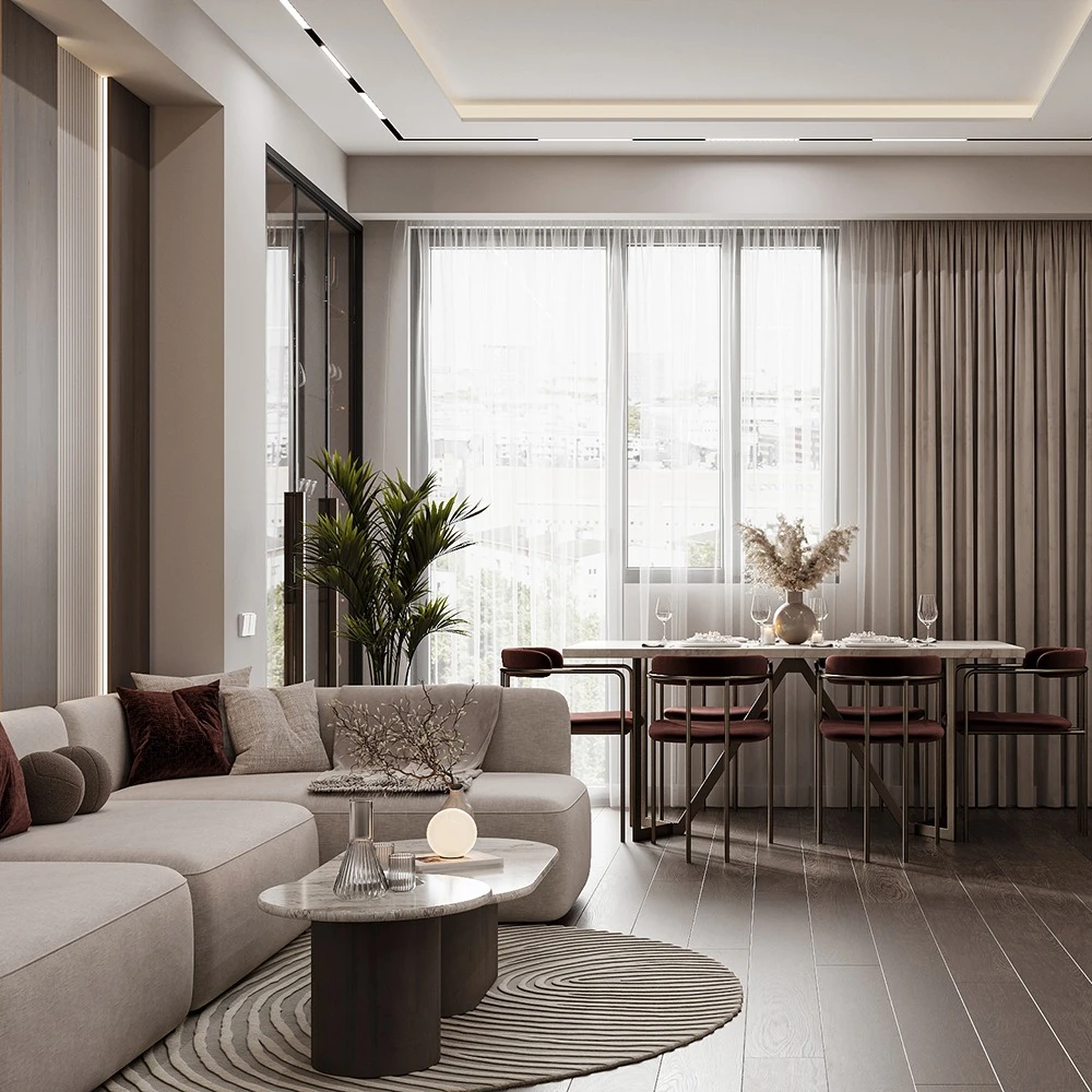 Modern Open Plan Interior Living 3D Scene (9)